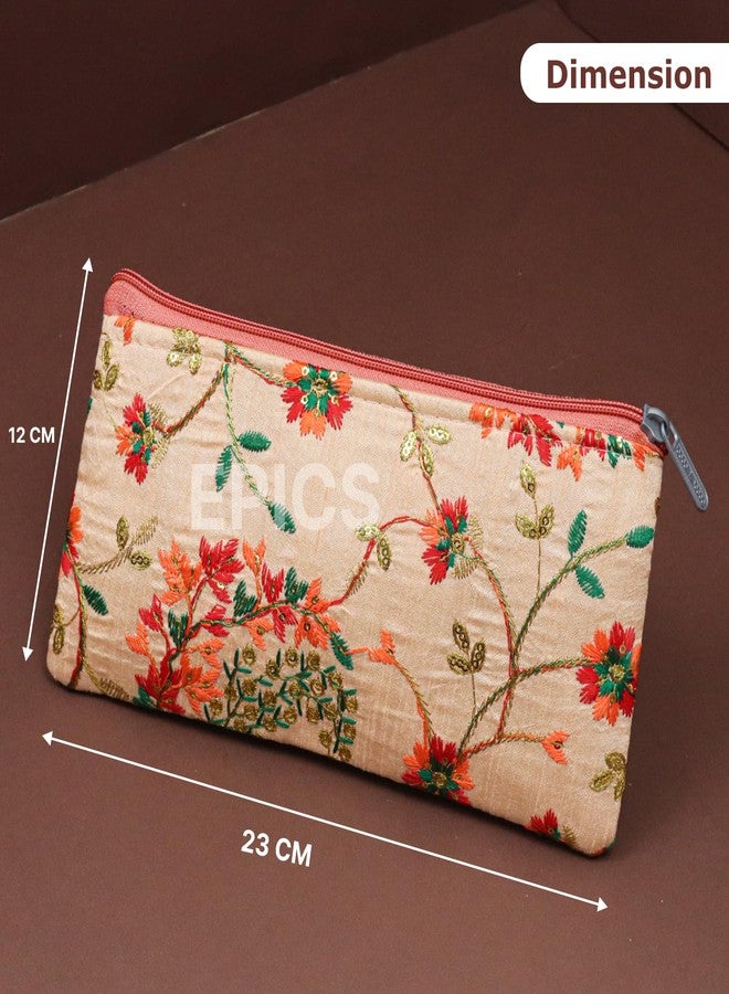 Epics (Pack Of 15 Embroidery Mix Flower Designed Wedding Return Gift Women Wholesale Bridal Traveling potli Bag with Zipper for Ladies Shagun Purse Gifting Haldi Mehandi. - Image 4